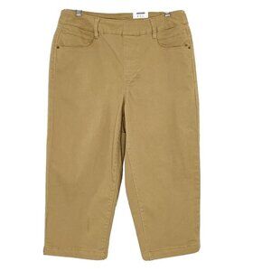 Time and Tru Woven Capri Womens size M 8-10 Relaxed Fit Stretch Crop Pants Khaki